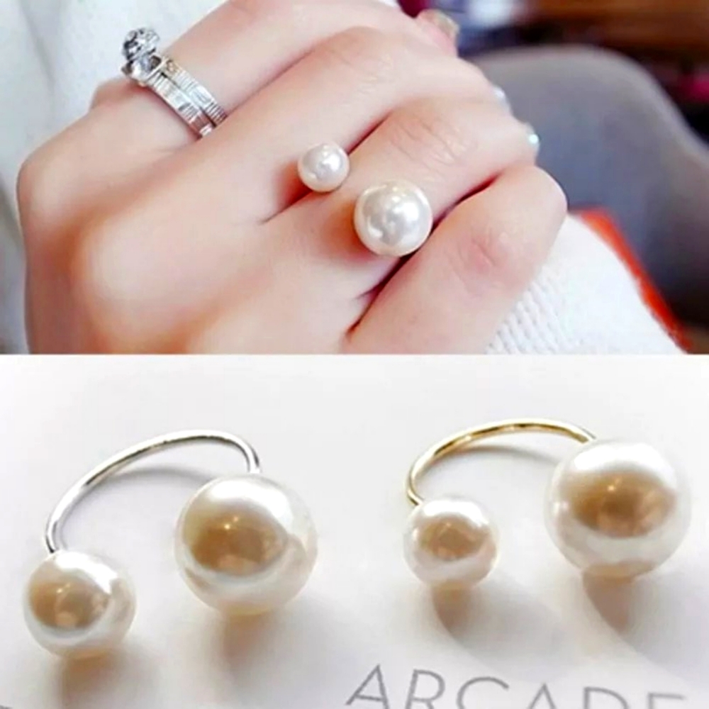 Silver & Gold Faux Pearl Adjustable Rings *50% OFF ALL RINGS* - Picture 2 of 6